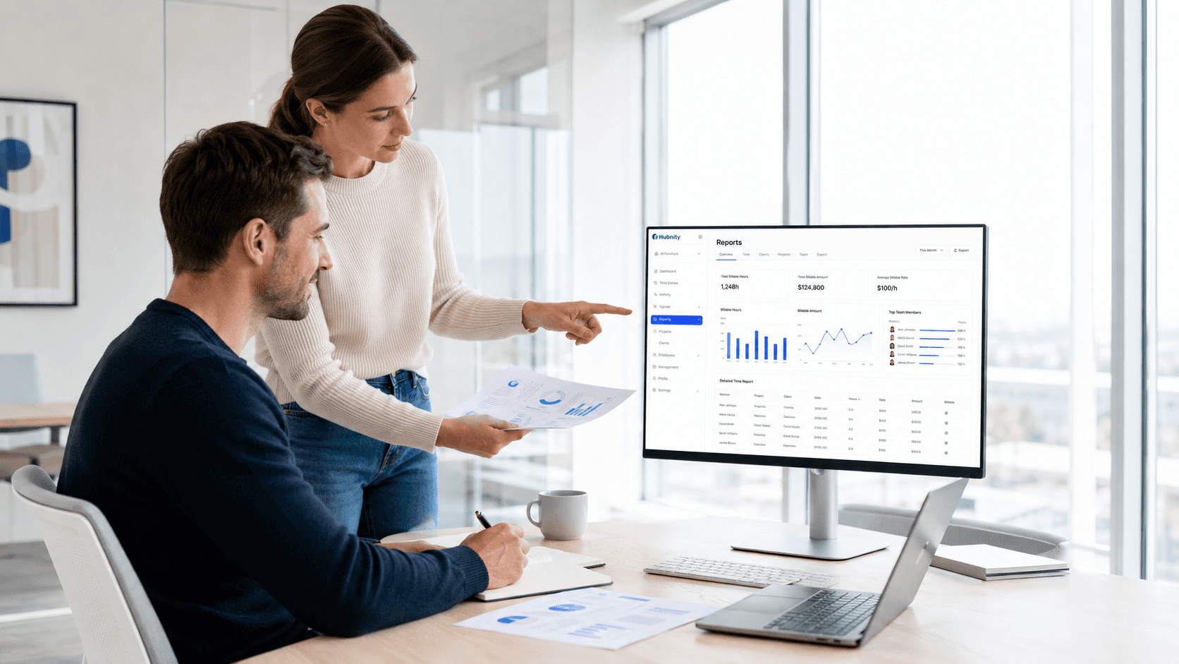 Hubnity time tracking reports workspace