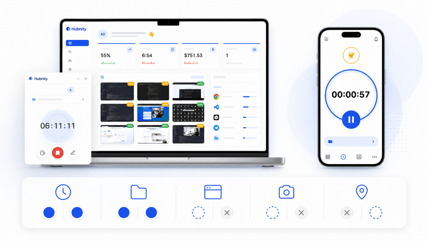 Hubnity desktop and mobile tracking permissions