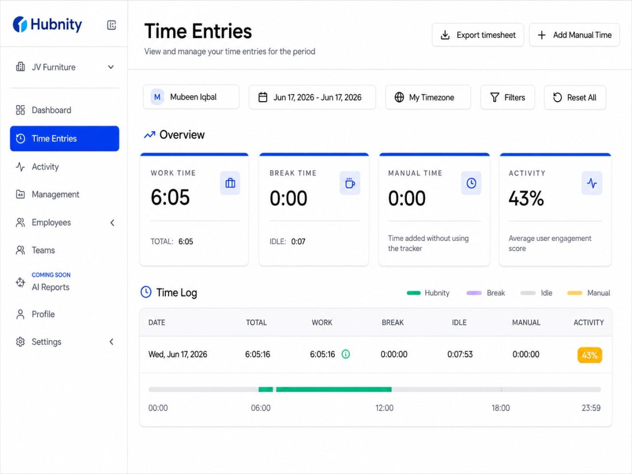 Time tracking preview