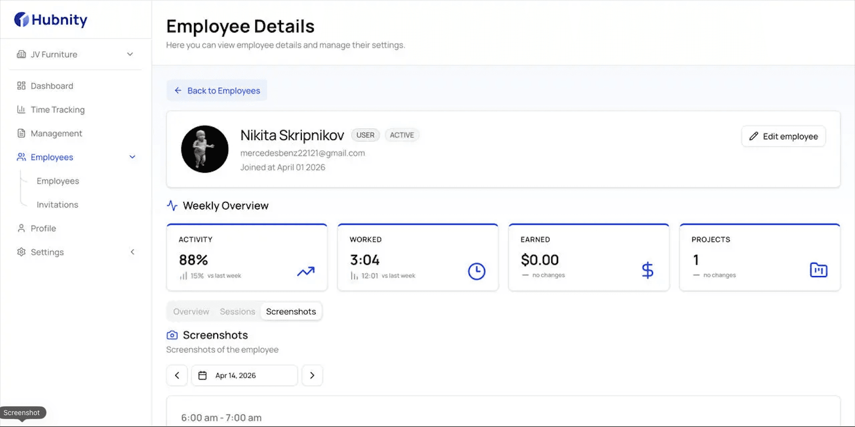 Small business dashboard with attendance and timesheet coordination