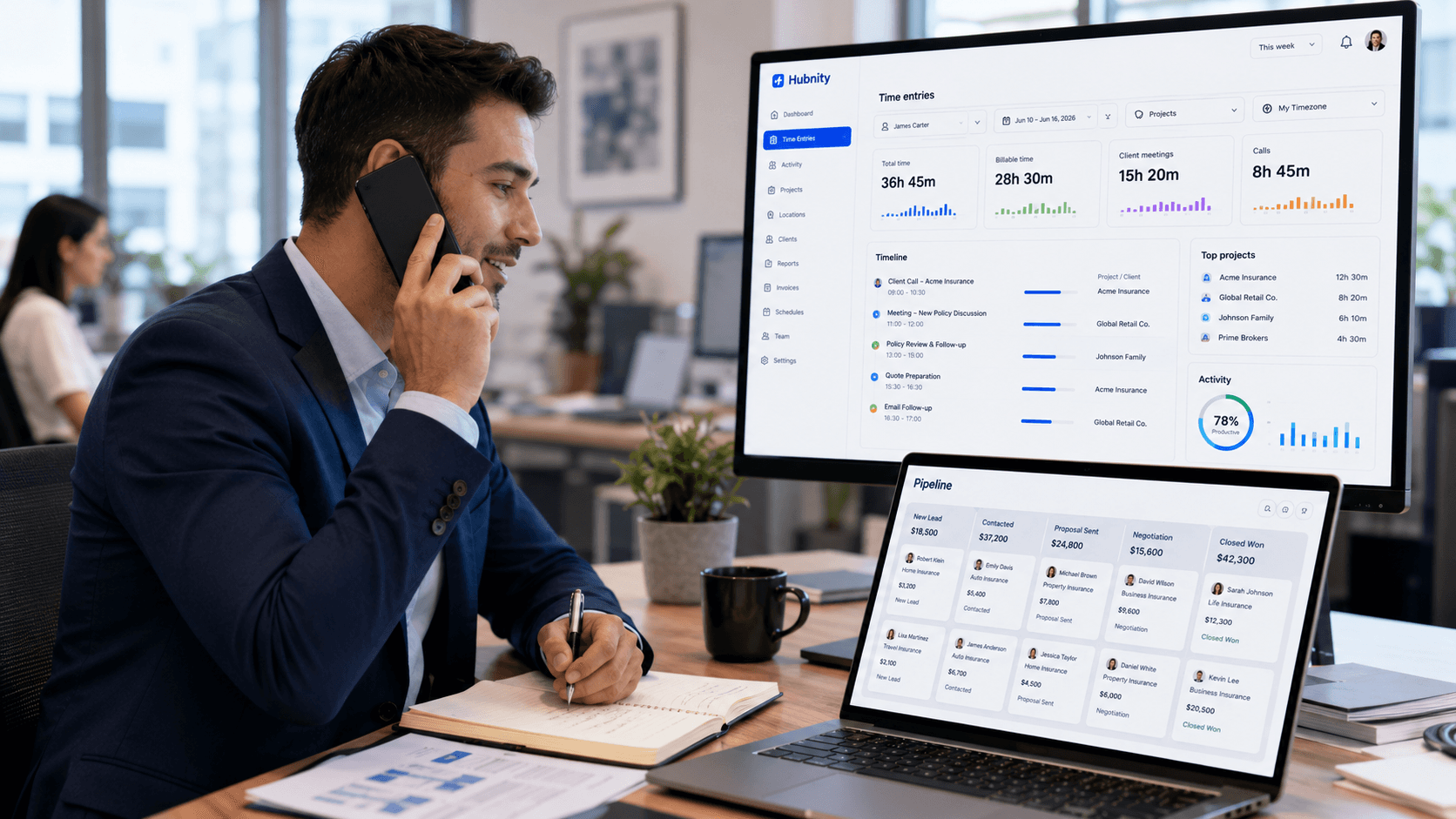 Sales & Insurance: Track client-facing work