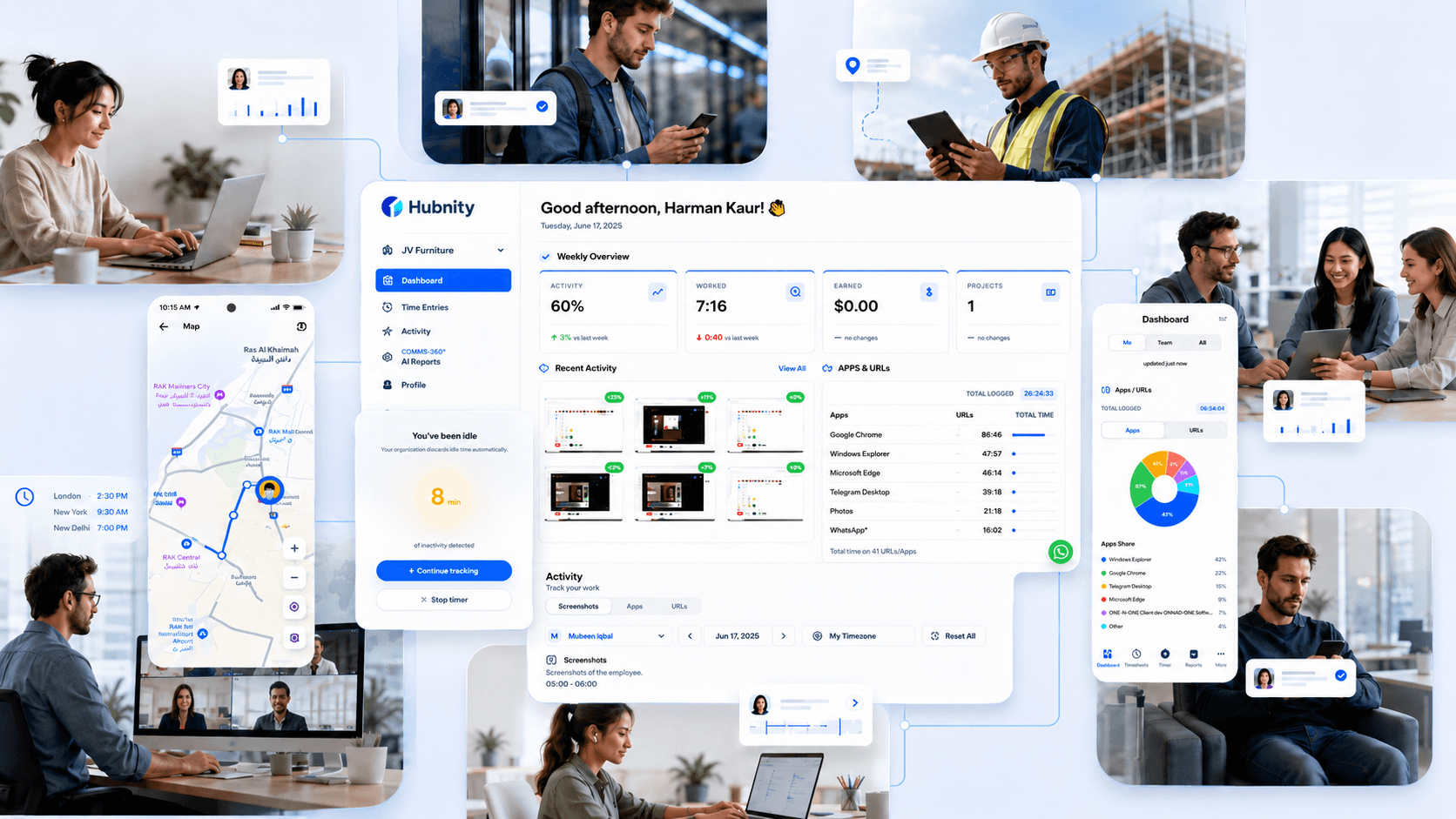 Hubnity team models overview for remote, field, office, mobile, hybrid, and global teams